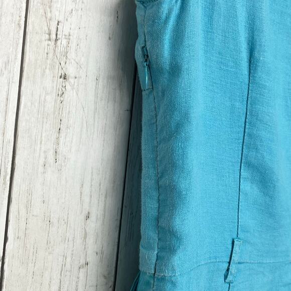 Street One Linen Blue Sleeveless Lined Pockets Knee Length Summer Dress 10 - Picture 5 of 15